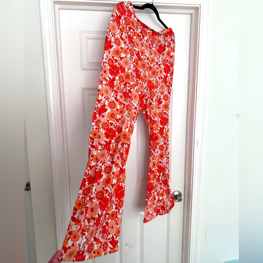 Flowered Flare Pants